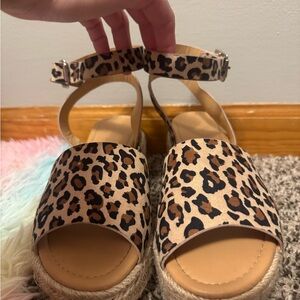 Leopard Print Wedge Sandals